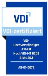 VDI-zertifiziert – Sachverständiger Asbest nach VDI-MT 6202 Blatt 20.1 (AS-01-0072)